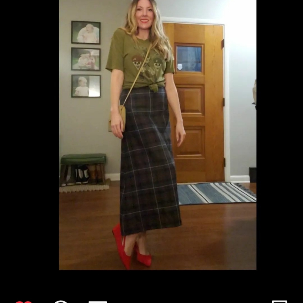 A Line midi plaid skirt Vintage